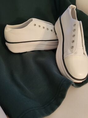 White Platform Slip-On Canvas Sneakers